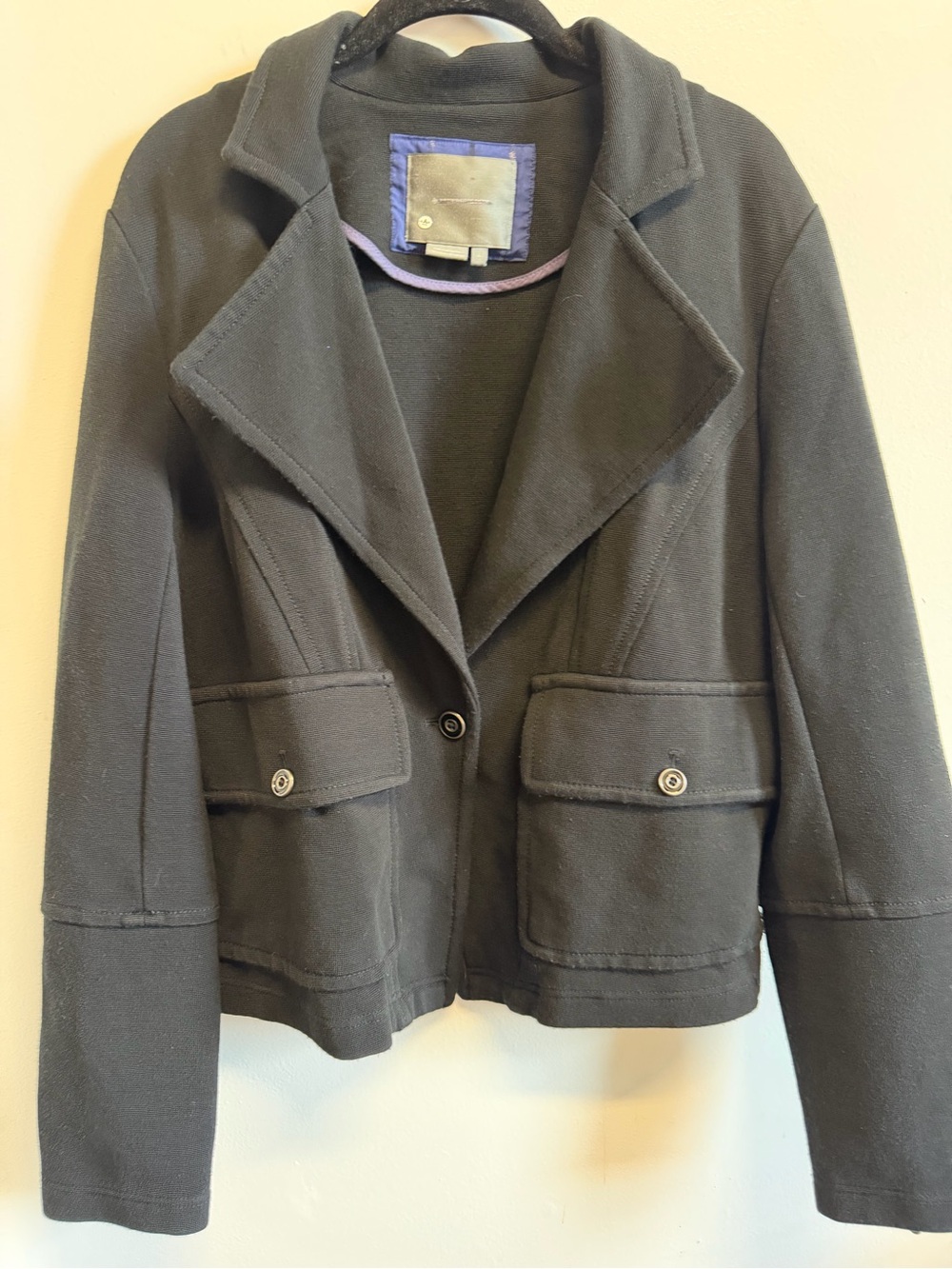 Anthropologie Black Cropped Moto Jacket L Utility Zip Cuffs